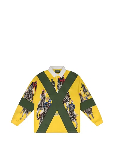 Denim Tears Lewis Graphic-print Rugby Polo Shirt In Multi