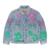 Denim Tears Light Wash Pink & Green Bstroy Denim Jacket In Blue
