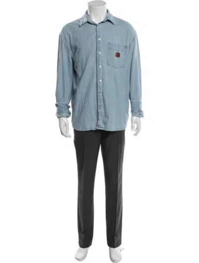 Pre-owned Denim Tears Logo Long Sleeve Shirt In Blue