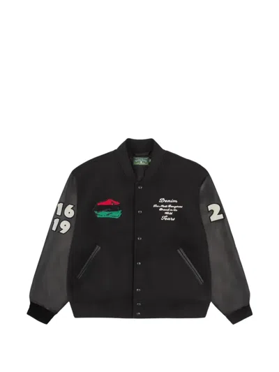 Denim Tears Logo-embroidered Bomber Jacket In Black