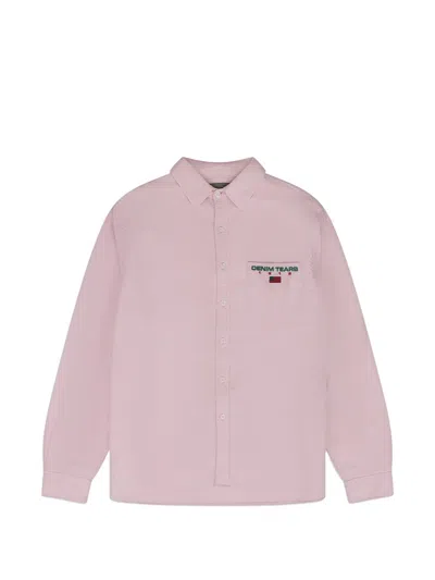 Denim Tears Logo-embroidered Long-sleeve Shirt In Pink