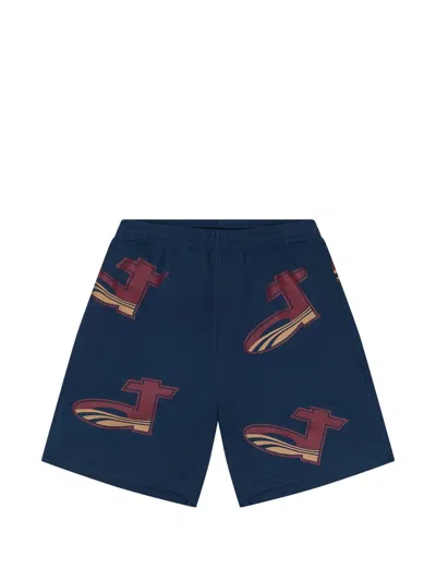 Denim Tears Logo-print Mesh Shorts In Blue