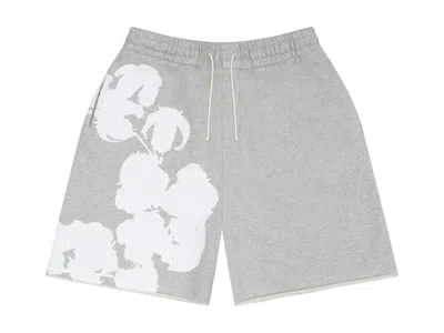 Pre-owned Denim Tears Men's  Big Cotton Wreath Sweat Shorts In Grey In Gray