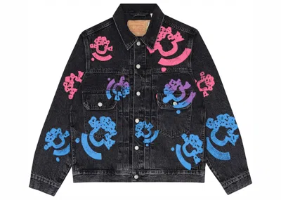 Pre-owned Denim Tears Men's  Bstroy Tears Type2 Denim Trucker Jacket In Washed Black