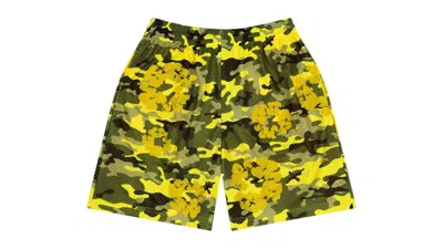 Pre-owned Denim Tears Men's  Camo Cotton Wreath Mesh Shorts In Yellow