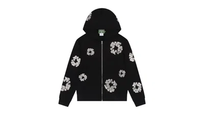 Pre-owned Denim Tears Men's  Cashmere Swarovski Cotton Wreath Zip Hoodie In Black