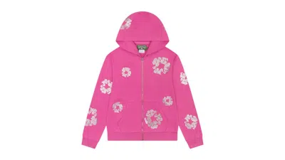Pre-owned Denim Tears Men's  Cashmere Swarovski Cotton Wreath Zip Hoodie In Pink