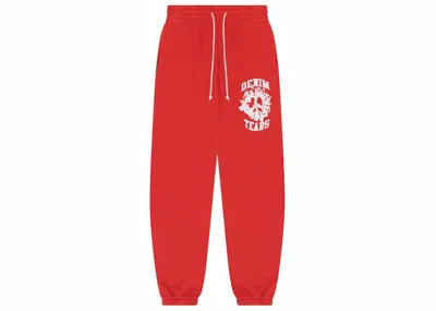 Pre-owned Denim Tears Men's  Cotton Wreath Peace University Sweatpant In Red