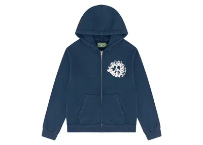 Pre-owned Denim Tears Men's  Denim University Zip Hoodie In Navy Blue