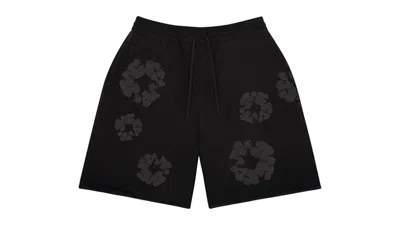 Pre-owned Denim Tears Men's  Faded Mono Cotton Wreath Sweatshorts In Black