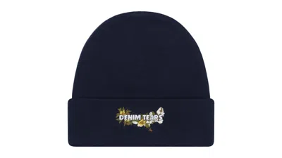 Pre-owned Denim Tears Men's  Floral Beanie In Navy Blue