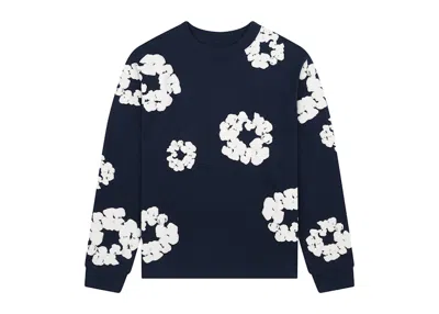 Pre-owned Denim Tears Men's  Long Sleeve Cotton Wreath T-shirt In Navy Blue