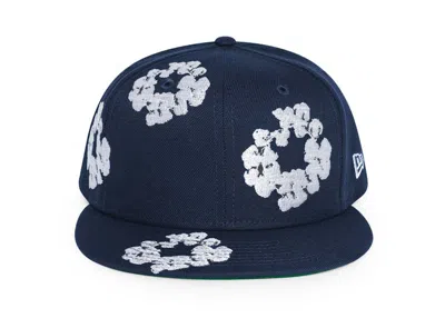 Pre-owned Denim Tears Men's  New Era Cotton Wreath 59/50 Cap In Navy Blue