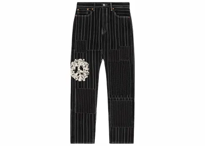 Pre-owned Denim Tears Men's  Peace Patchwork 501 Pant In Black