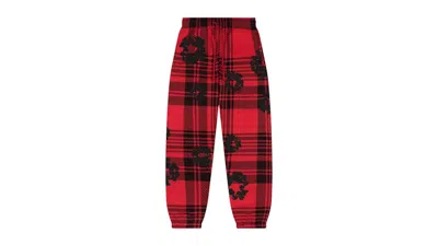 Pre-owned Denim Tears Men's  Plaid Cotton Wreath Sweatpants In Red