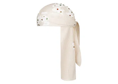 Pre-owned Denim Tears Men's  Rhinestone Cotton Wreath Durag In Oatmeal In Brown