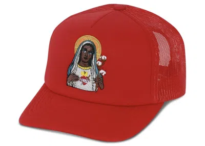 Pre-owned Denim Tears Men's  Saint Mary Southern Man Trucker Hat In Red
