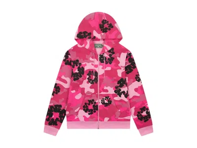 Pre-owned Denim Tears Men's  The Cotton Wreath Zip Sweatshirt In Pink Camo
