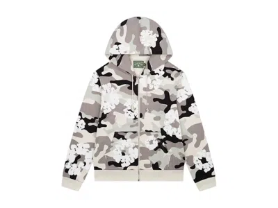 Pre-owned Denim Tears Men's  The Cotton Wreath Zip Sweatshirt In White Camo