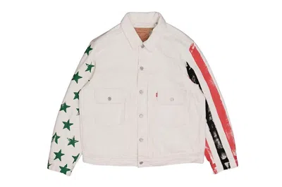 Pre-owned Denim Tears Men's  X Cpfm 4th Of July Denim Plant Jacket In White