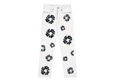 Pre-owned Denim Tears Men's  X Levi's 501 Cotton Rhinestone Wreath Jeans In White