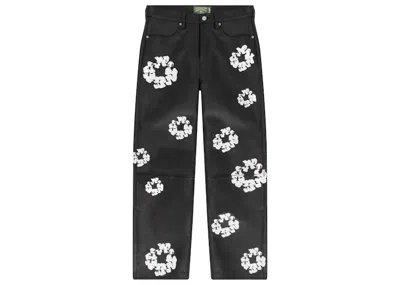 Pre-owned Denim Tears Men's  X Levi's Leather Cotton Wreath Jeans In Black Denim