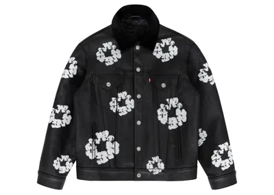 Pre-owned Denim Tears Men's  X Levi's Leather Cotton Wreath Type3 Jacket In Black Denim