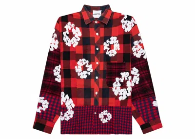 Pre-owned Denim Tears Men's  X Readymade Check Long Sleeve T-shirt In Red