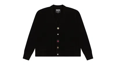 Pre-owned Denim Tears Men's  X Stussy Playing Card Suits Cardigan In Black