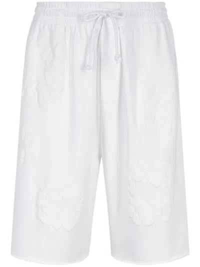 Denim Tears Mono Cotton Wreath-print Shorts In White