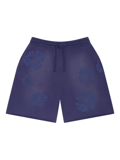 Denim Tears Mono Cotton Wreath Shorts In Blue