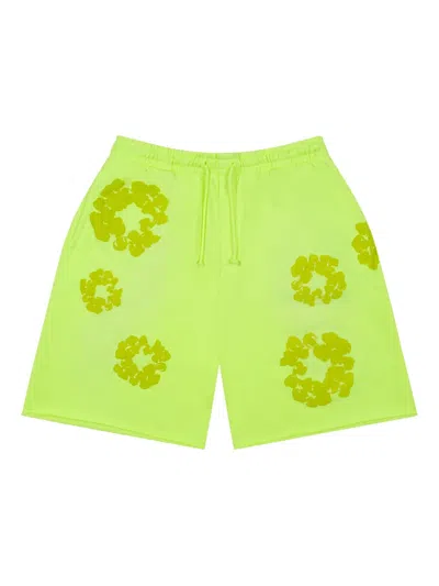 Denim Tears Mono Cotton Wreath Shorts In Green