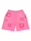 Denim Tears Mono Cotton Wreath Shorts In Pink