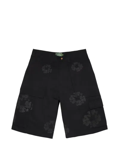 Denim Tears Mono Wreath Cargo Shorts In Black