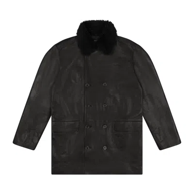 Pre-owned Denim Tears Oakland Wreath Winter Leather Coat 'black' | Men's Size S