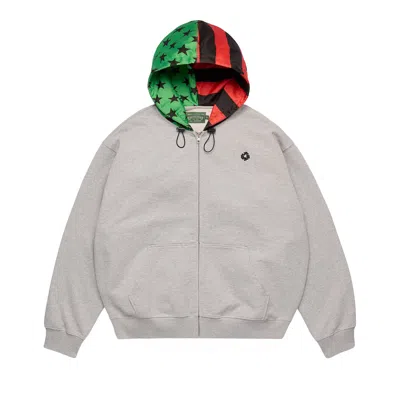 Pre-owned Denim Tears Pan African Peace Wreath Zip Up Hoodie 'grey' | Men's Size M