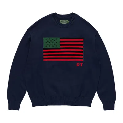 Pre-owned Denim Tears Pan-african American Pilled Sweater 'navy' | Blue | Men's Size L