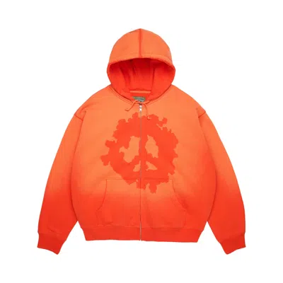 Pre-owned Denim Tears Peace Wreath Knockout Zip Hoodie 'orange' | Men's Size L