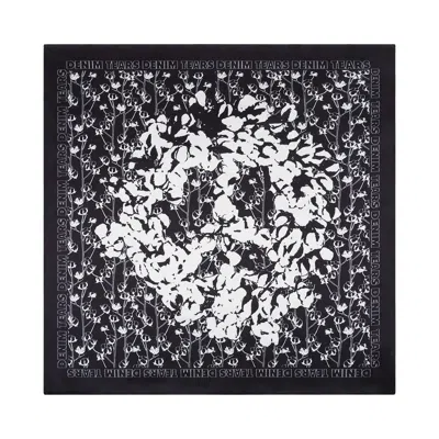 Pre-owned Denim Tears Peace Wreath Silk Scarf 'black' | Men's Size Onesize