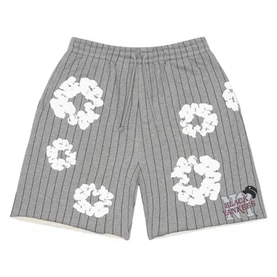 Pre-owned Denim Tears Pinstripe Wreath Sweatshorts 'grey' | Men's Size L In Gray