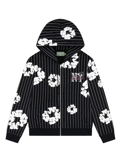 Denim Tears Pinstripe Zip-fastening Sweatshirt In Black