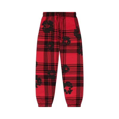 Pre-owned Denim Tears Plaid Cotton Wreath Sweatpants 'red' | Men's Size S