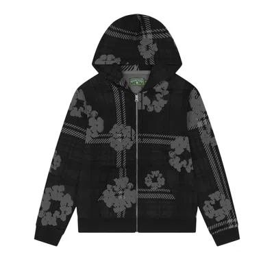 Pre-owned Denim Tears Plaid Cotton Wreath Zip Hoodie 'black' | Men's Size M