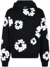 Denim Tears Printed "cotton Wreath" Hoodie In Black