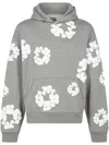 Denim Tears Printed "cotton Wreath" Hoodie In Grey