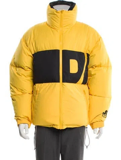 Pre-owned Denim Tears Reversible Colorblock Pattern Puffer Coat W/ Tags In Yellow