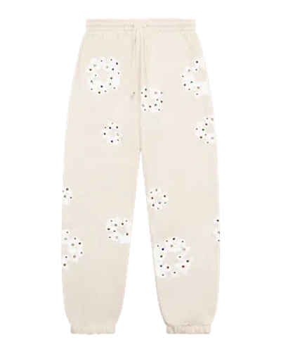 Pre-owned Denim Tears Rhinestone Cotton Wreath Sweatpants Oatmeal In Beige