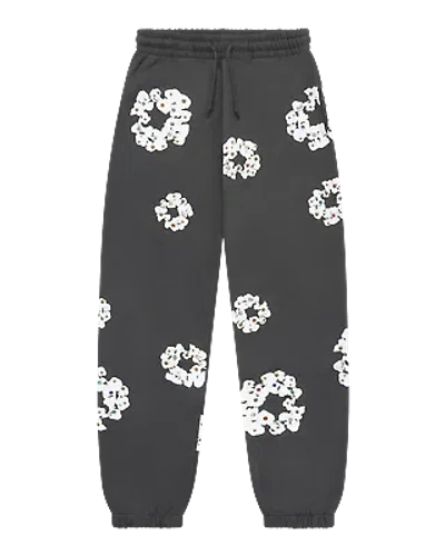 Pre-owned Denim Tears Rhinestone Cotton Wreath Sweatpants Vintage Black