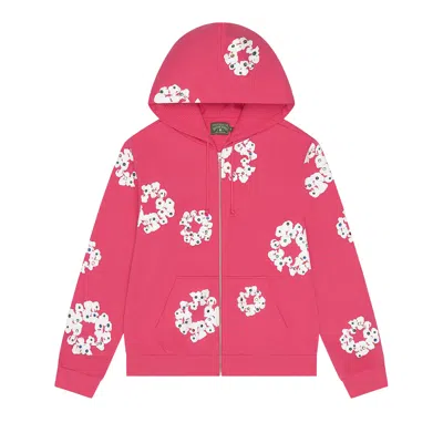 Pre-owned Denim Tears Rhinestone Cotton Wreath Zip Hoodie 'pink' | Men's Size L