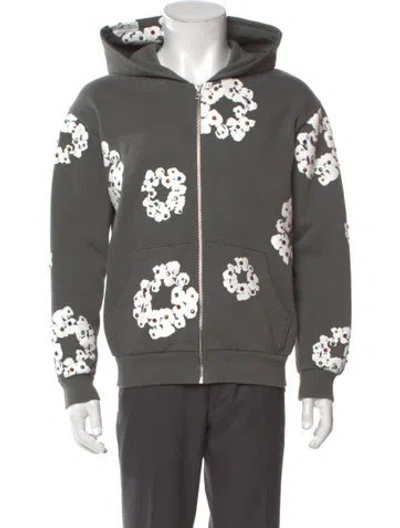 Pre-owned Denim Tears Rhinestone Graphic Print Cardigan In Gray